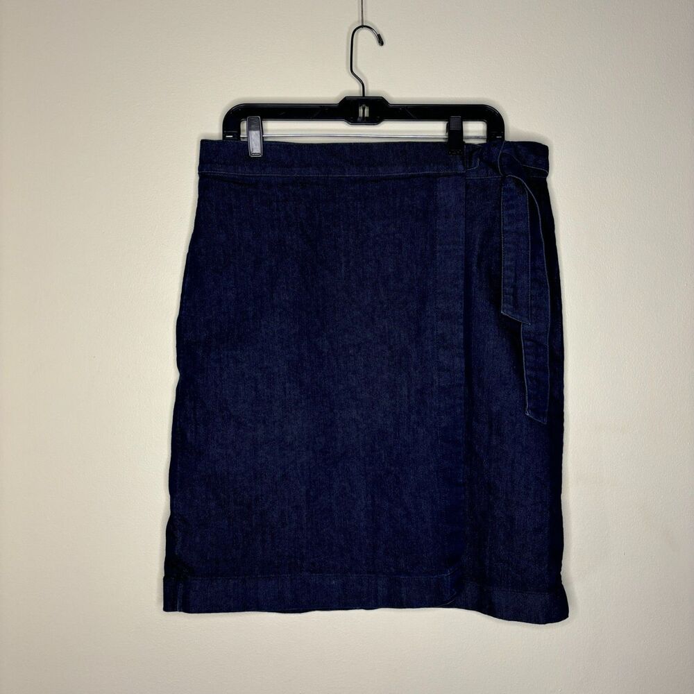 Made and Loved Loft Womens Dark Wash Wrap Skirt Size 32 14
